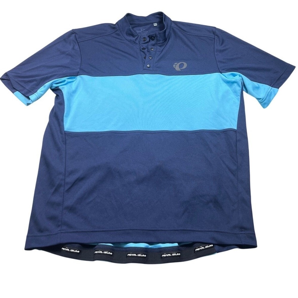 Pearl Izumi SELECT Mens Large Cycling Jersey Blue Short Sleeve Snap Front